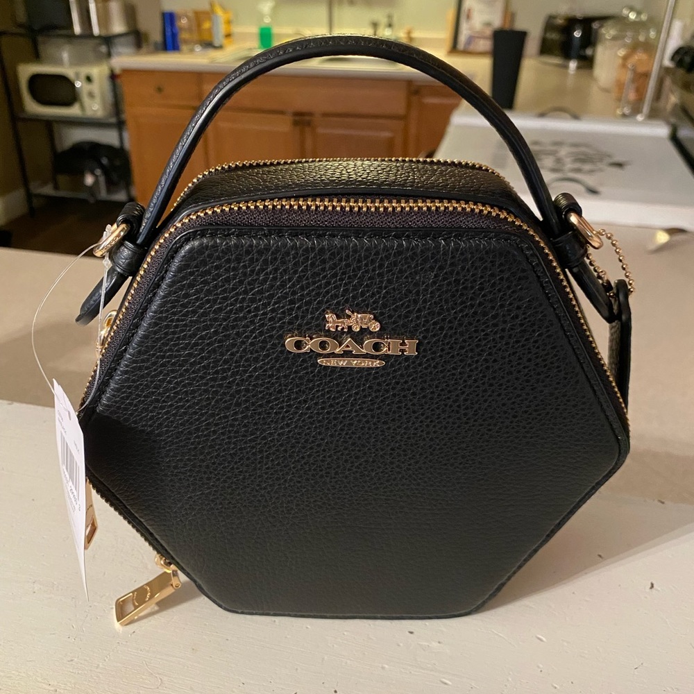 Coach leather hexagon crossbody